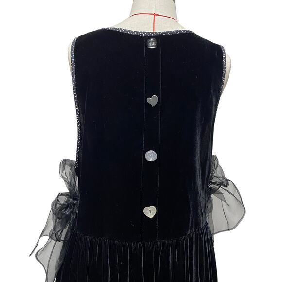 Vintage Alexa Rae Womens Velvet Tulle Belt Patchwork Hem Sleeveless Dress - Picture 6 of 10